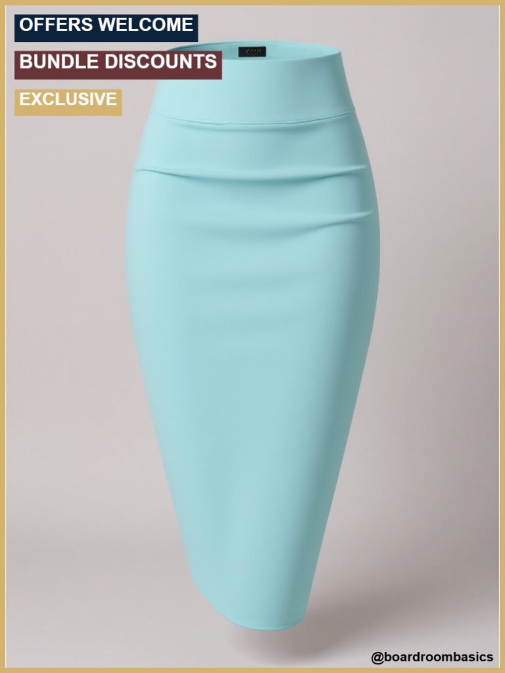Women's Premium Nylon Ponte Stretch High Waist Pencil Skirt Below Knee